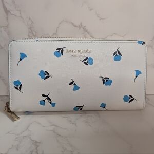 kate spade white wallet with blue floral print